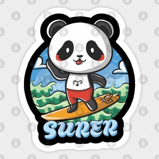 Cute Panda Surfer Sticker by Signum